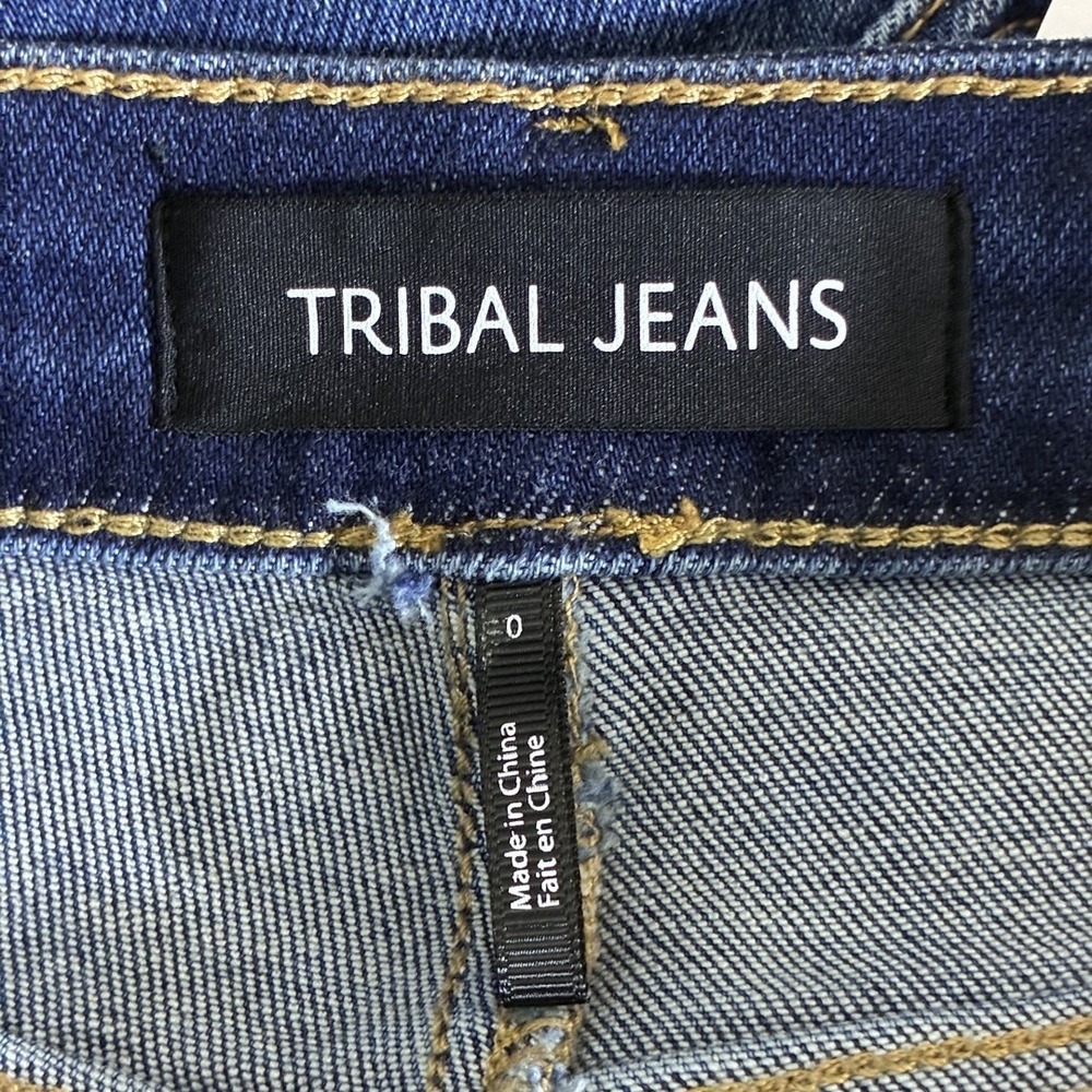 NWT Tribal Jeans Brooke Solid Micro Flare Jeans Blue High Rise Stretch Size 0 - Picture 6 of 8